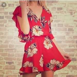 Red Floral Romper